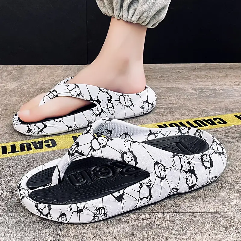 2023 Summer Men's Floral Flip-Flops Large