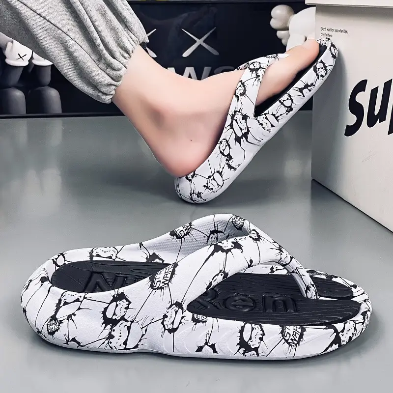 2023 Summer Men's Floral Flip-Flops Large