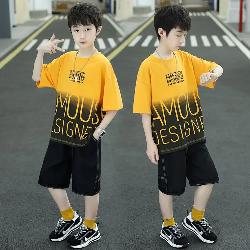 Boys Summer T-Shirt Shorts Set White Black 2025 - Image 4