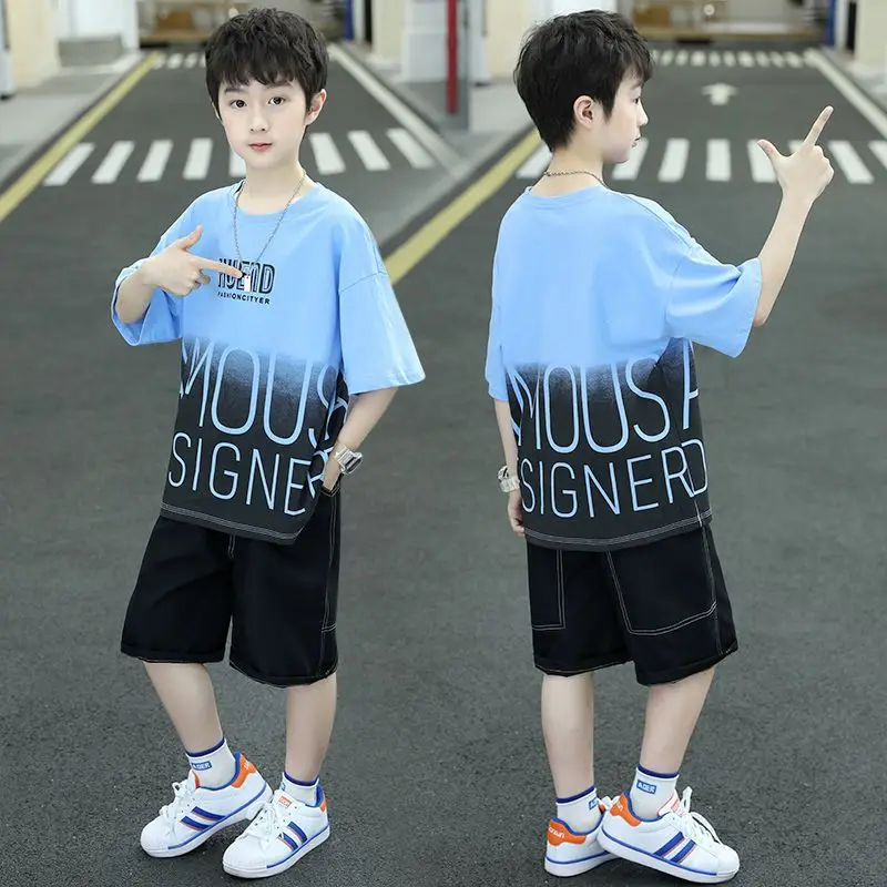 Boys Summer T-Shirt Shorts Set White Black 2025 - Image 6