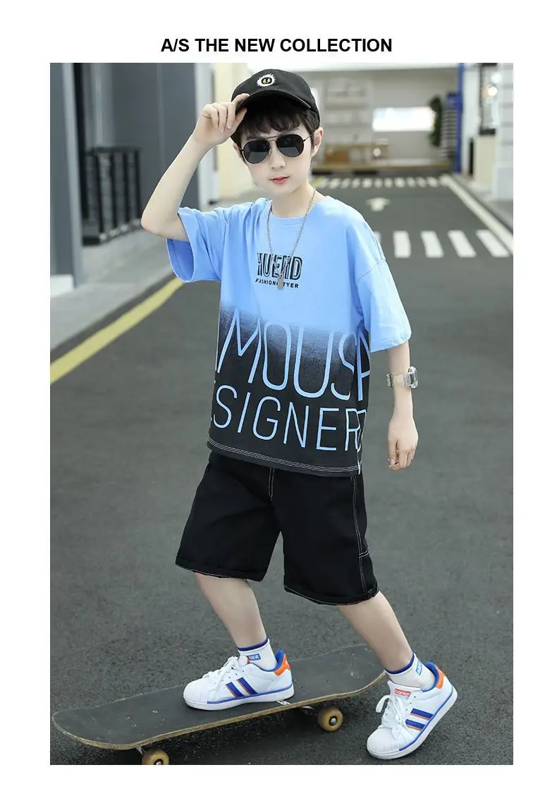 Boys Summer T-Shirt Shorts Set White Black 2025 — feature 11