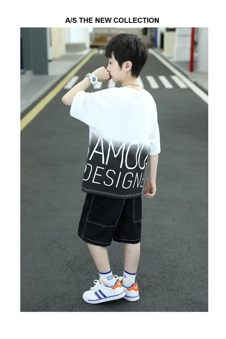 Boys Summer T-Shirt Shorts Set White Black 2025 — feature 15