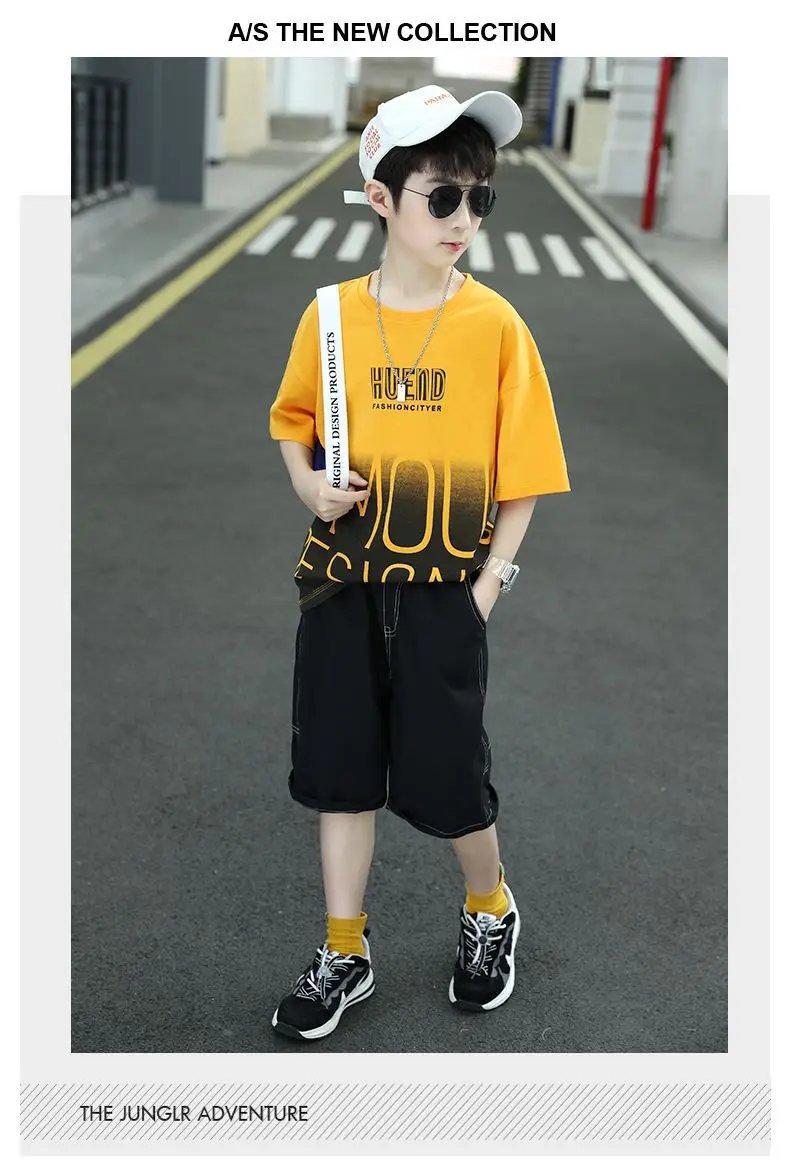 Boys Summer T-Shirt Shorts Set White Black 2025 — feature 17