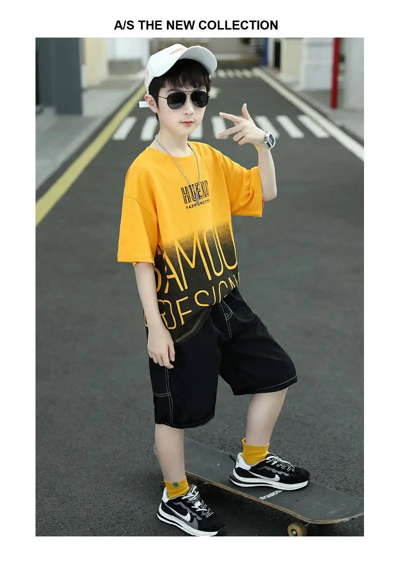 Boys Summer T-Shirt Shorts Set White Black 2025 — feature 19