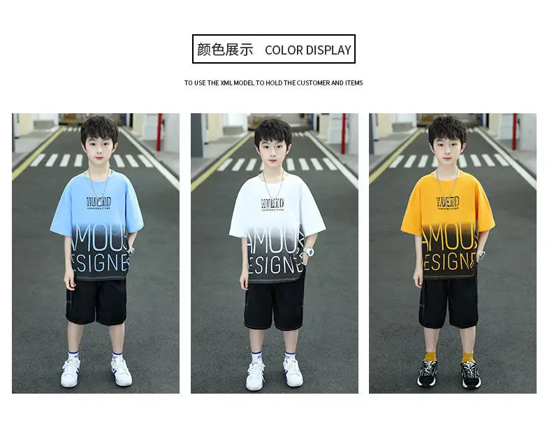 Boys Summer T-Shirt Shorts Set White Black 2025 — feature 3