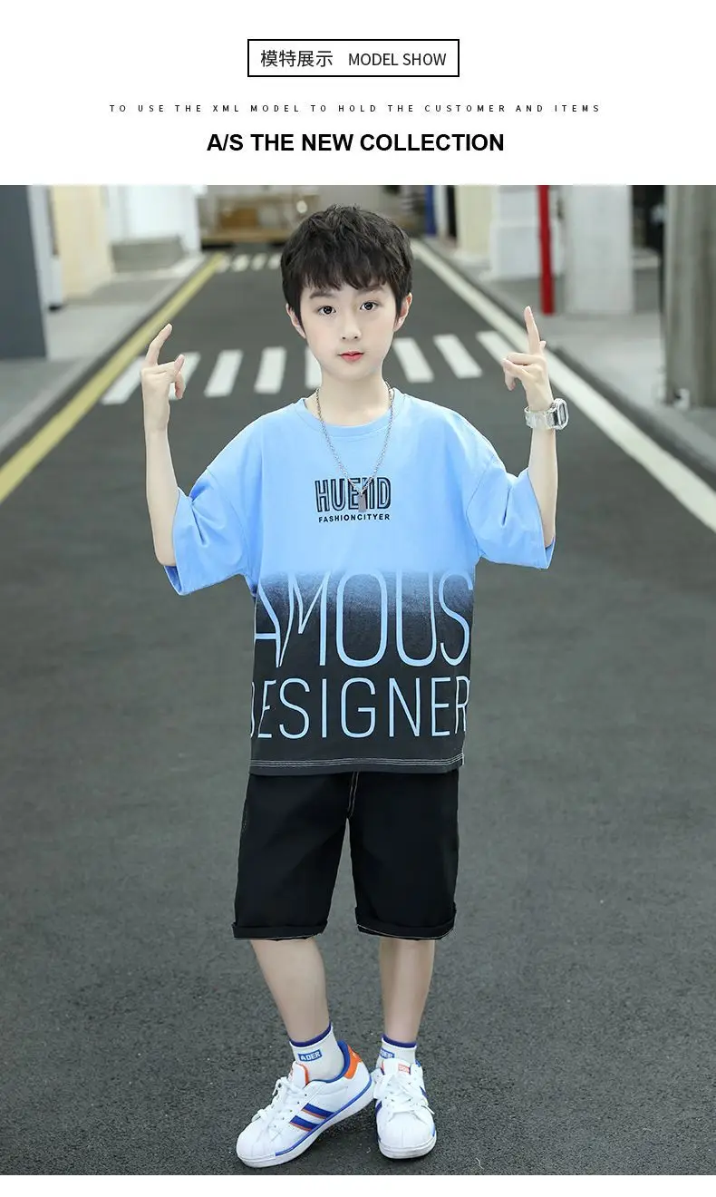 Boys Summer T-Shirt Shorts Set White Black 2025 — feature 8