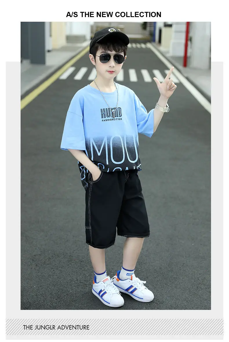 Boys Summer T-Shirt Shorts Set White Black 2025 — feature 9