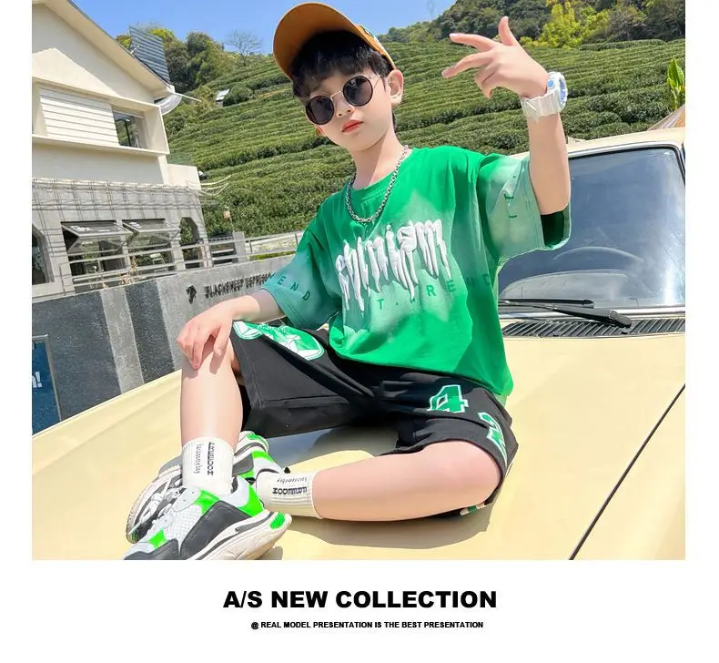 Kids Boys Blue Tie Dye Summer Suit 2025 Medium to XL — feature 11