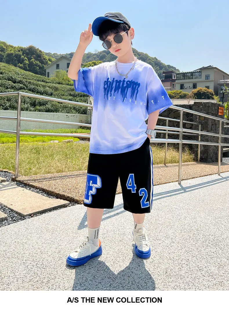 Kids Boys Blue Tie Dye Summer Suit 2025 Medium to XL — feature 5