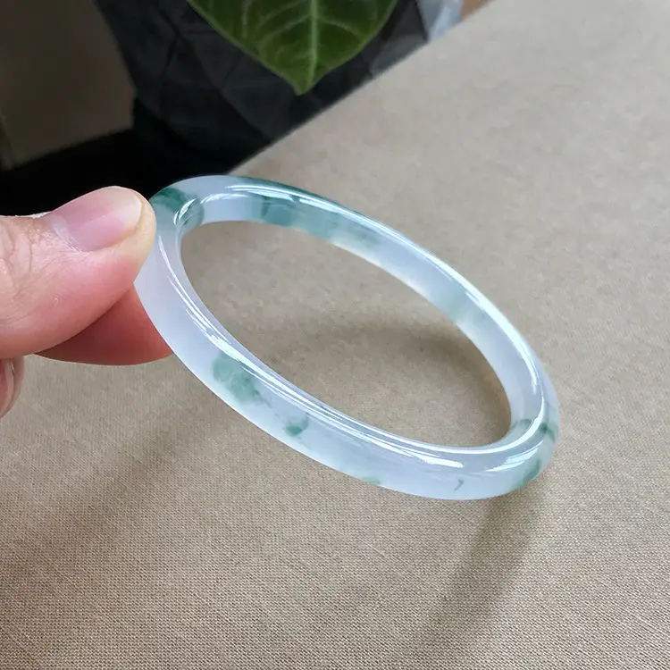 Thin Round Jade Bracelet Green Myanmar Ice Water-permeable - Image 2
