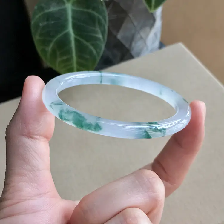 Thin Round Jade Bracelet Green Myanmar Ice Water-permeable - Image 4