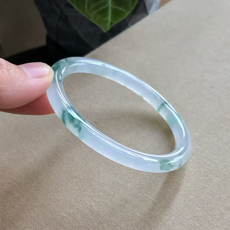 Thin Round Jade Bracelet Green Myanmar Ice Water-permeable — feature 10