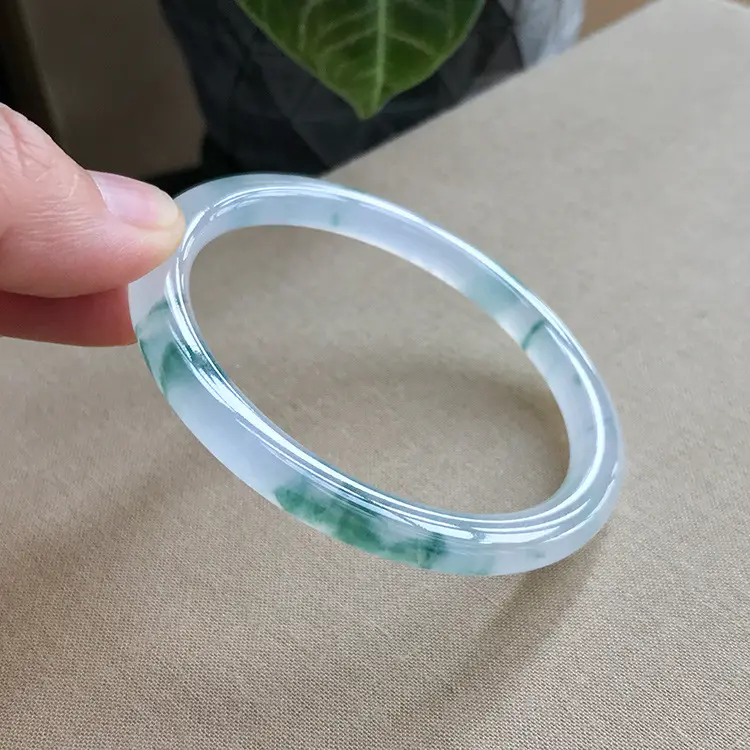 Thin Round Jade Bracelet Green Myanmar Ice Water-permeable — feature 11