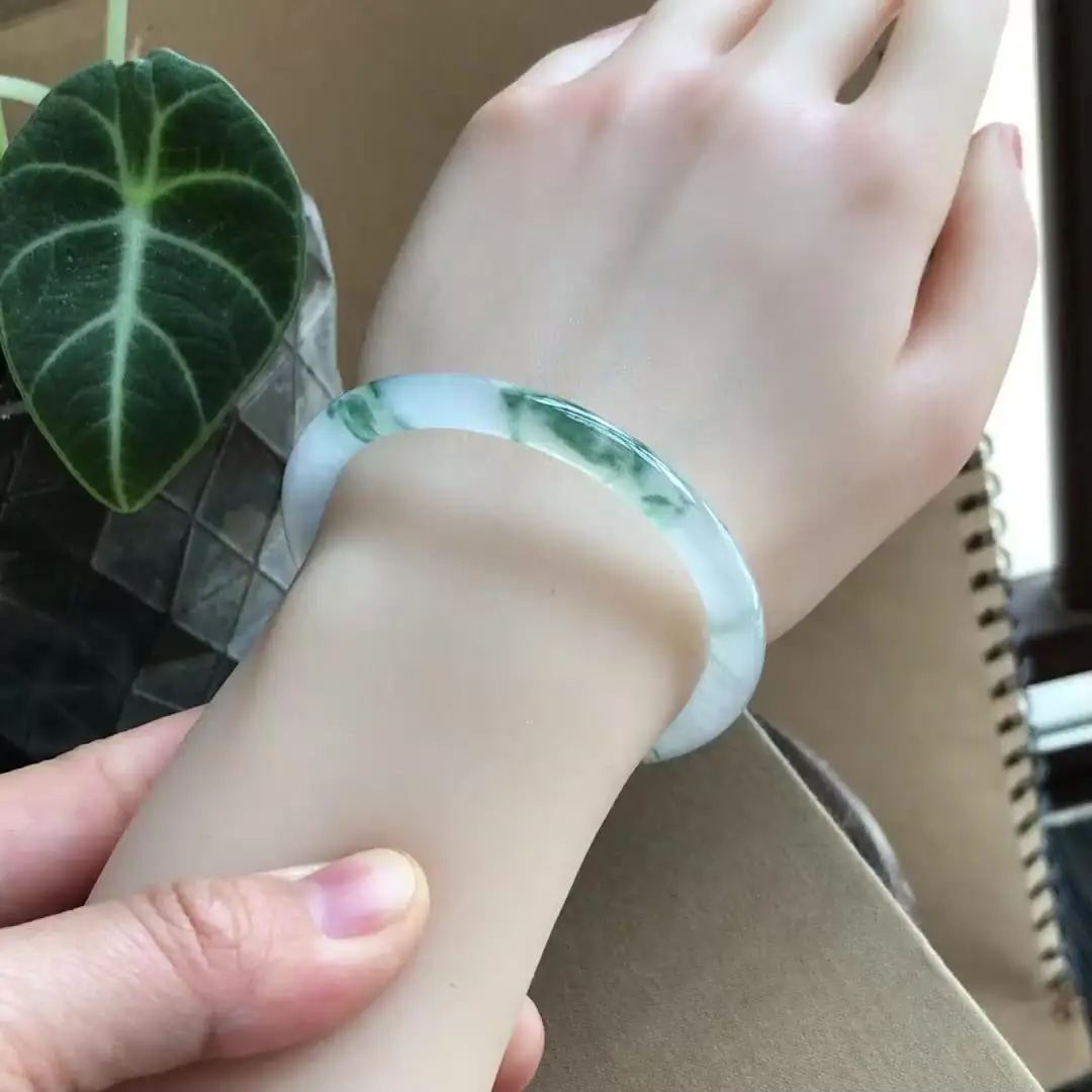 Thin Round Jade Bracelet Green Myanmar Ice Water-permeable — feature 9