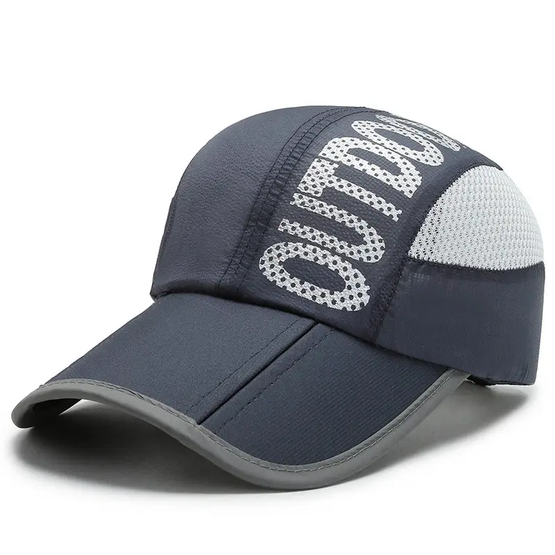 Gray Embroidered Sun Hat for Men