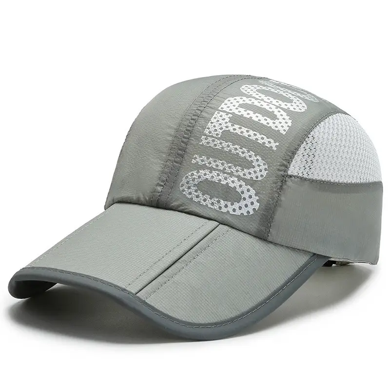 Gray Embroidered Sun Hat for Men
