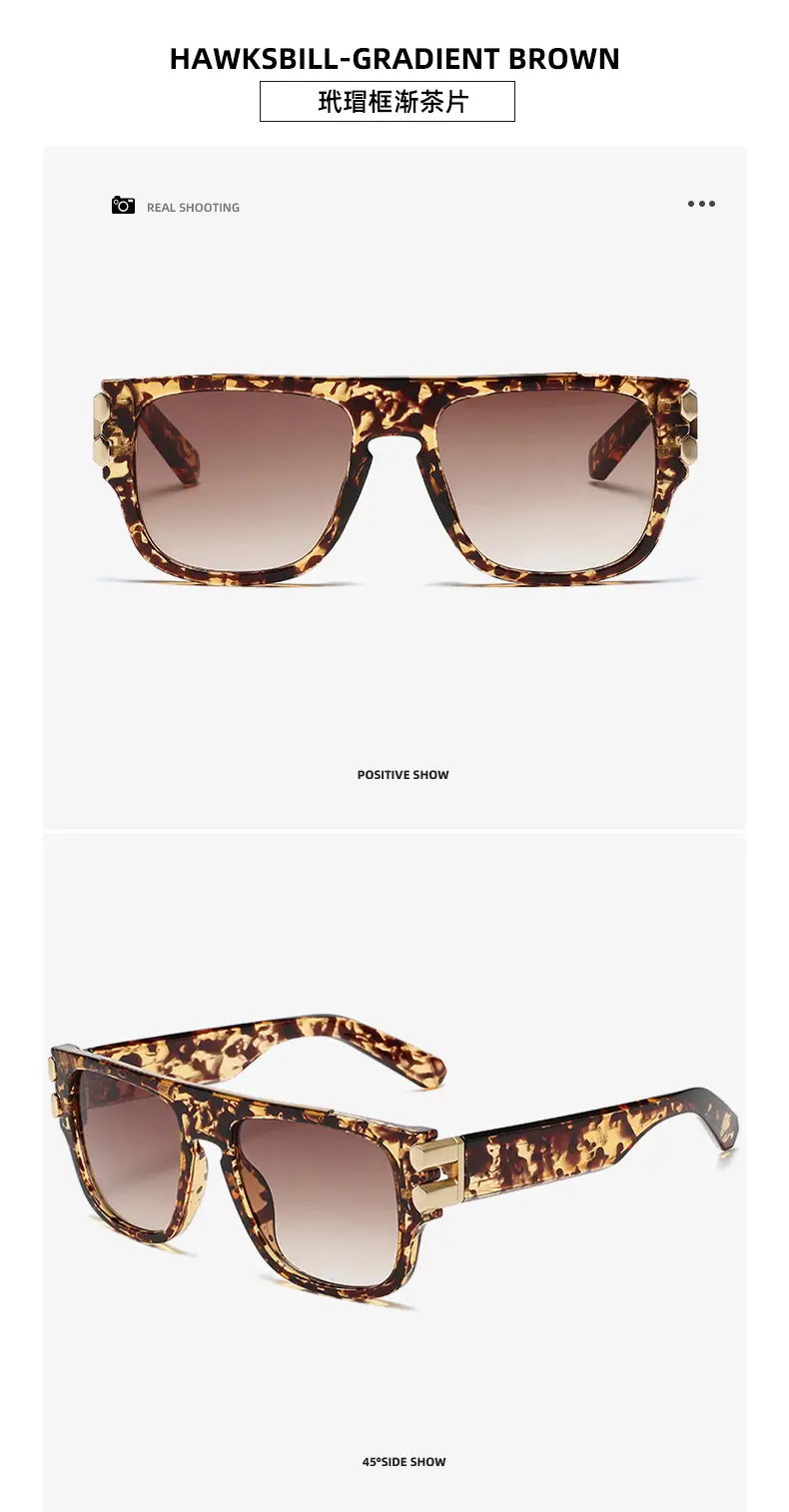 New Fashion Men's Box Sunglasses Brown Gradient — feature 16