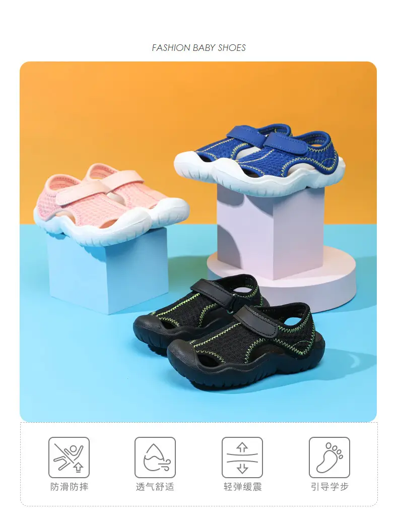 Pink Kids Cross-Braceled Sandals with Thick White Sole — feature 11