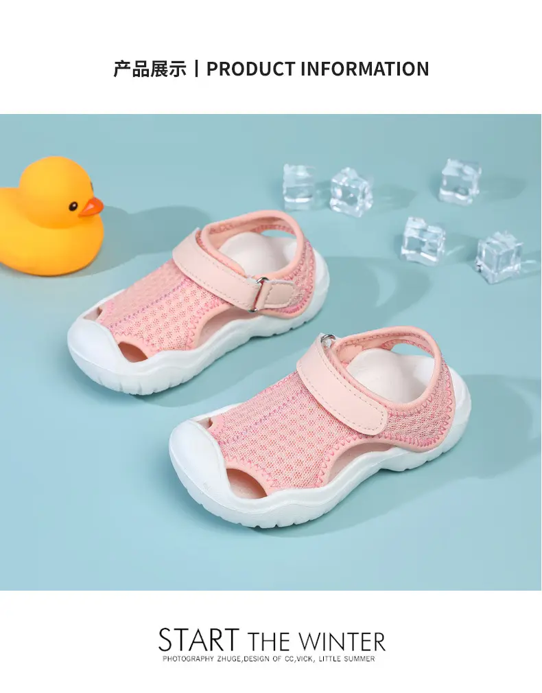 Pink Kids Cross-Braceled Sandals with Thick White Sole — feature 20