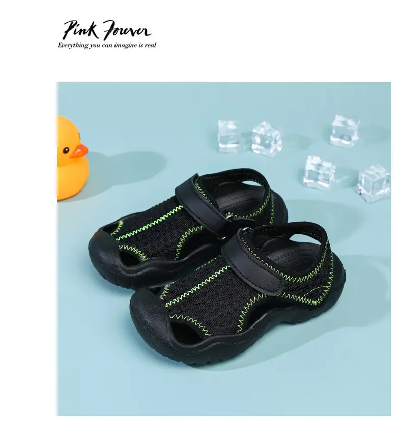 Pink Kids Cross-Braceled Sandals with Thick White Sole — feature 27