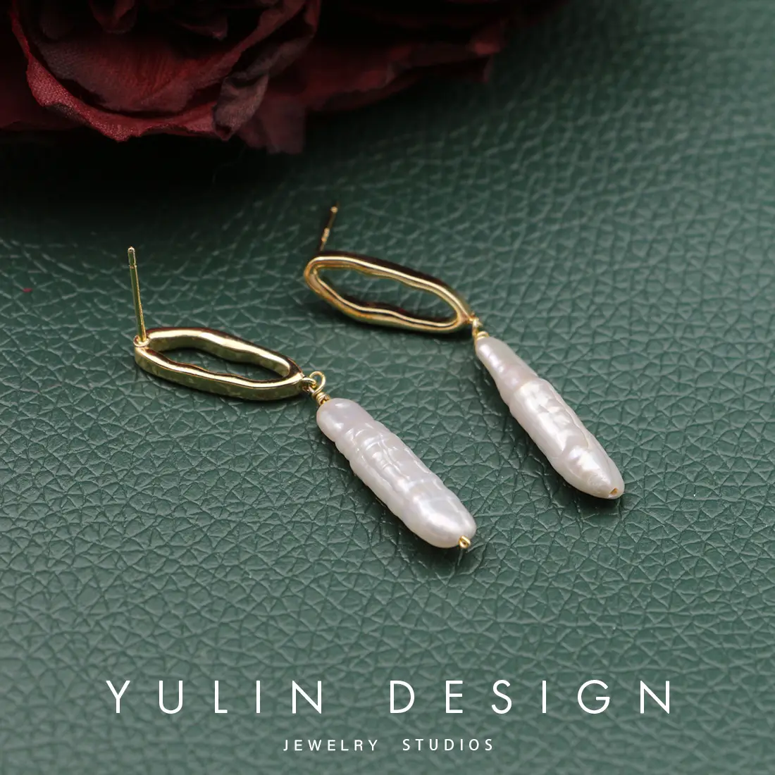 Natural Pearl Alien Baroque Silver Strip Earrings for Women