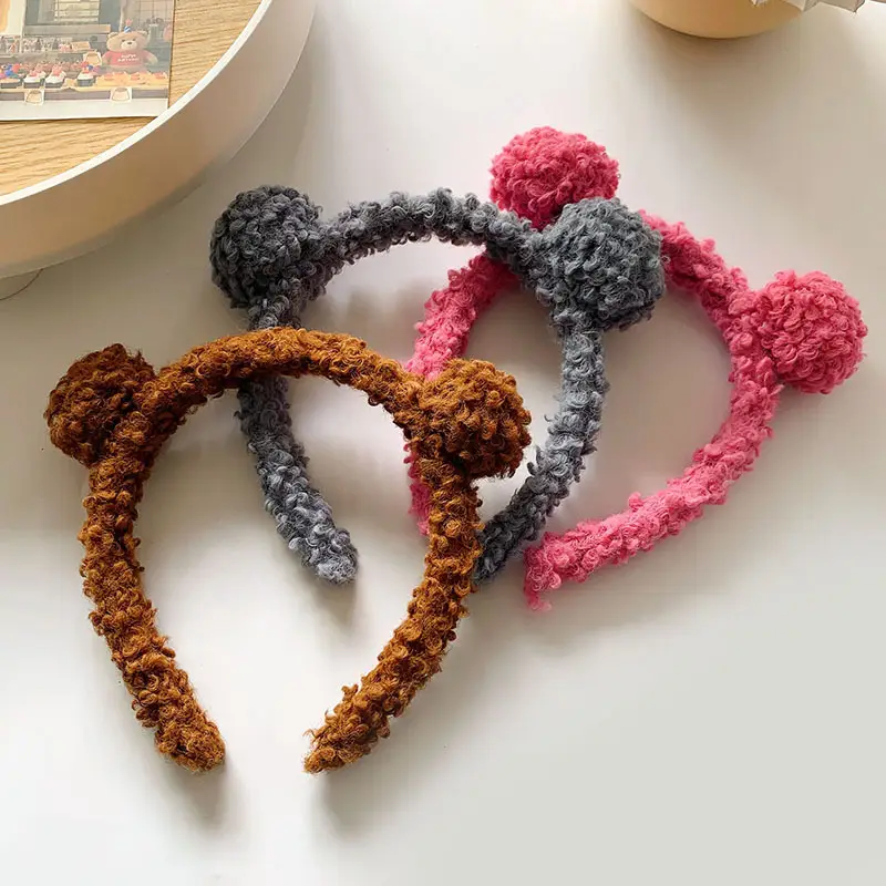 Cute Bear Ear Hair Hoop for Women Plush Headband