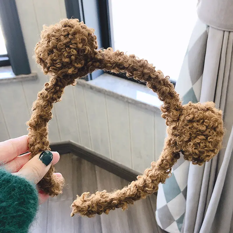 Cute Bear Ear Hair Hoop for Women Plush Headband