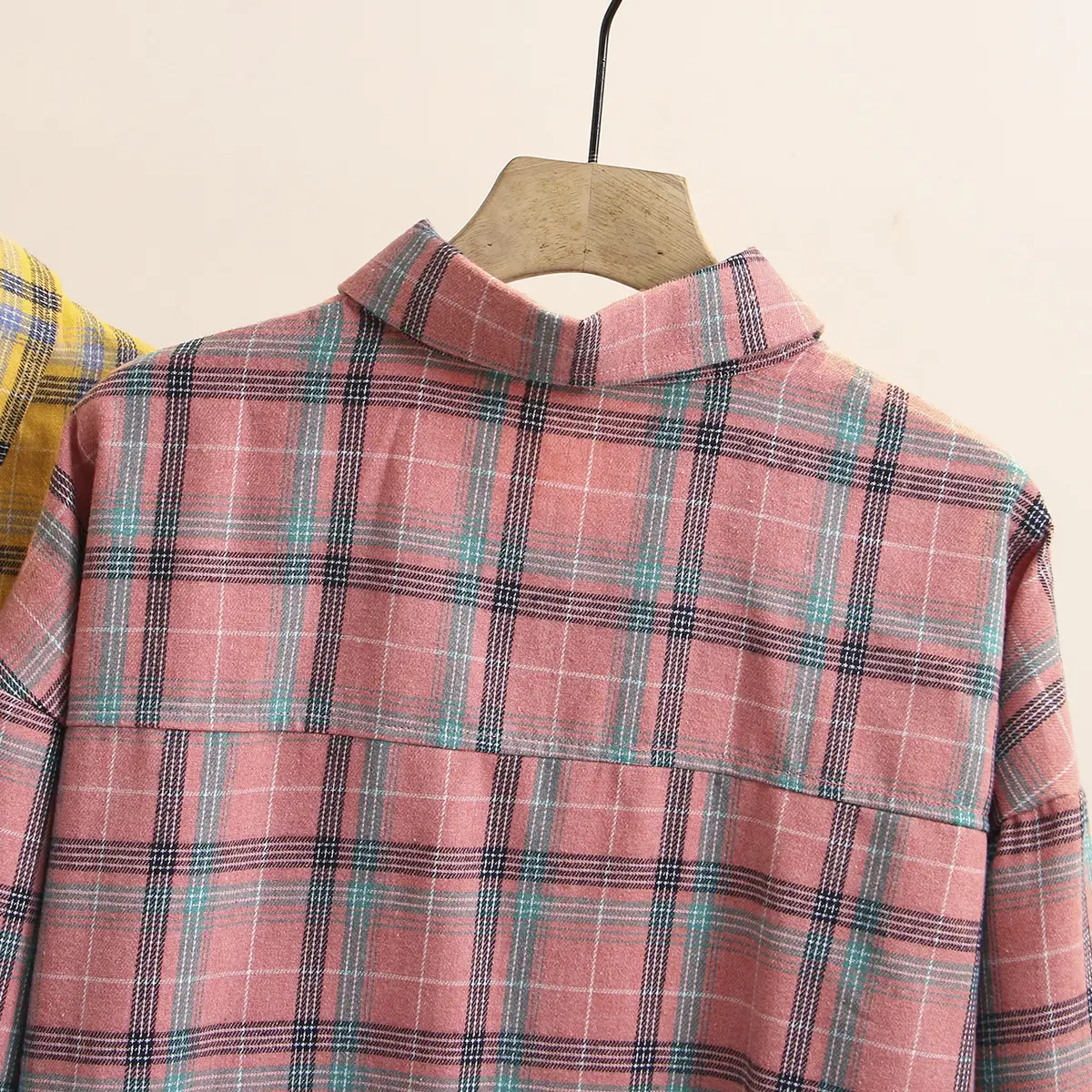 Korean Style Plaid Long Sleeve Shirt Extra Large