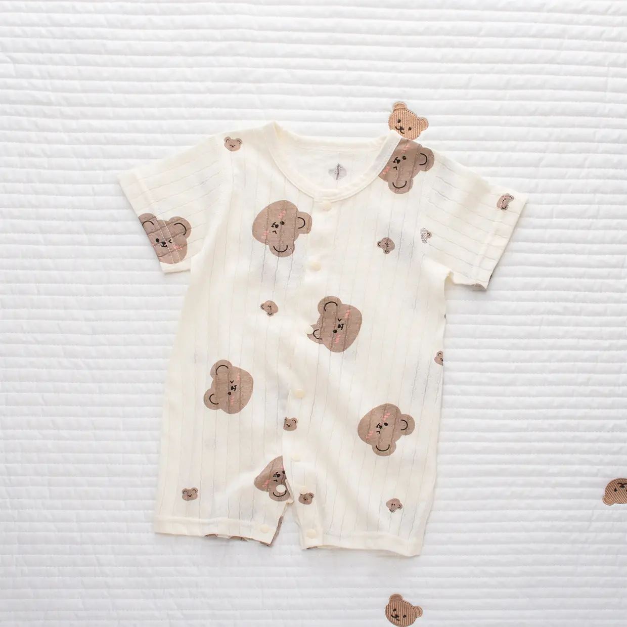 Baby's Cotton Flat Horn Coat Bear Pattern Short Sleeve — feature 12