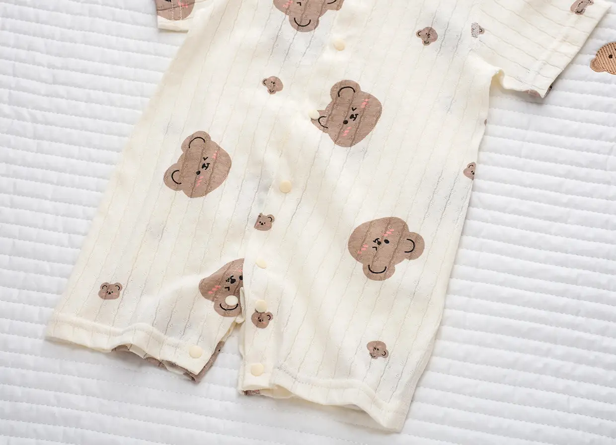 Baby's Cotton Flat Horn Coat Bear Pattern Short Sleeve — feature 14
