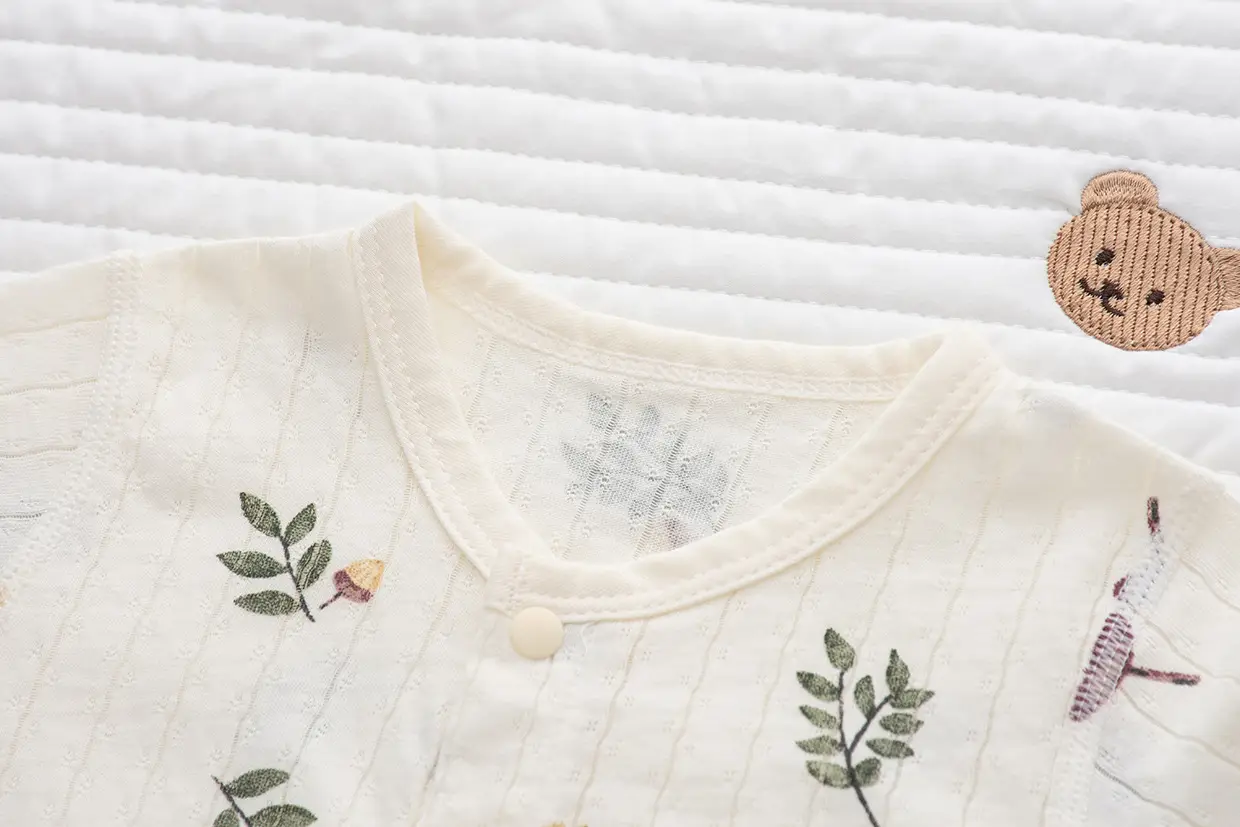 Baby's Cotton Flat Horn Coat Bear Pattern Short Sleeve — feature 16