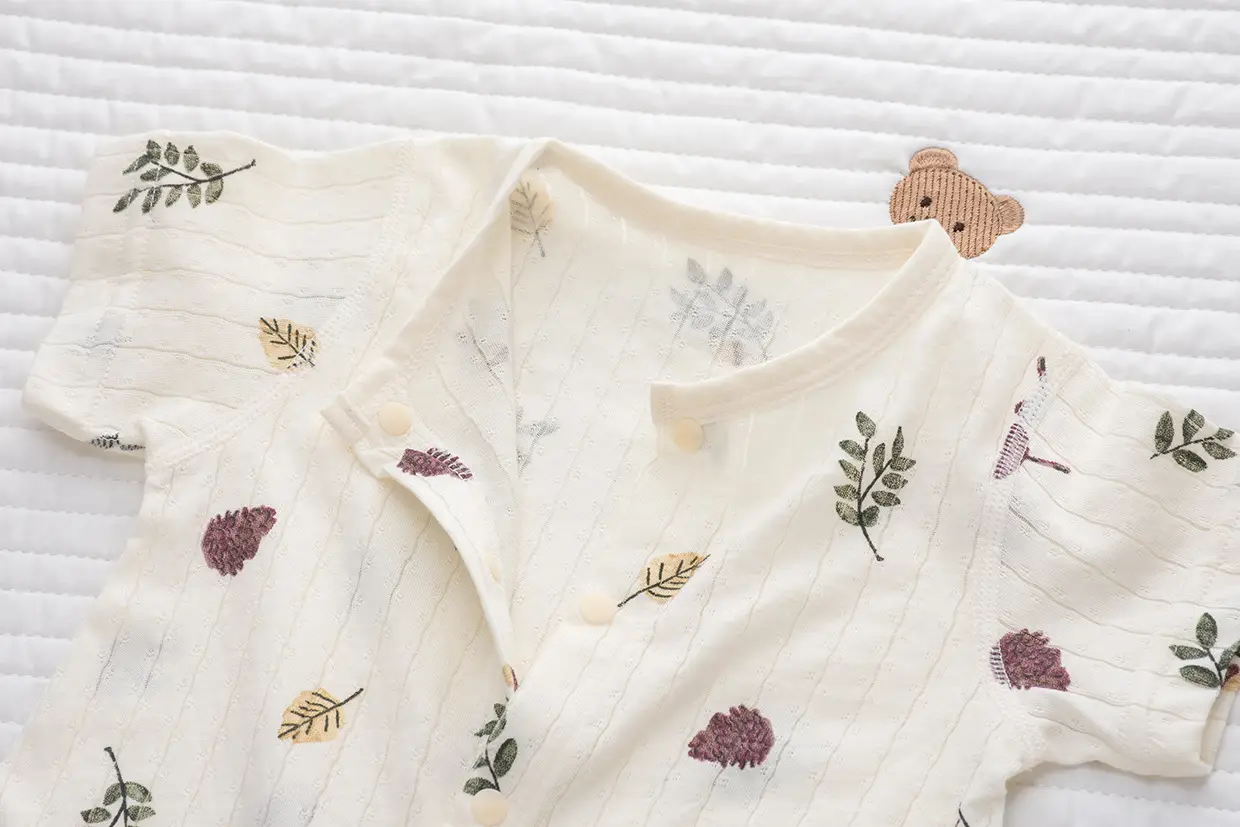 Baby's Cotton Flat Horn Coat Bear Pattern Short Sleeve — feature 18