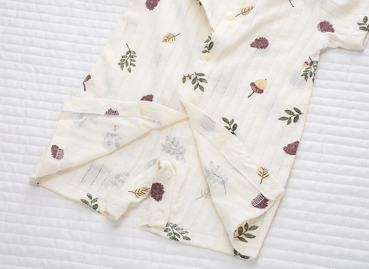 Baby's Cotton Flat Horn Coat Bear Pattern Short Sleeve — feature 19