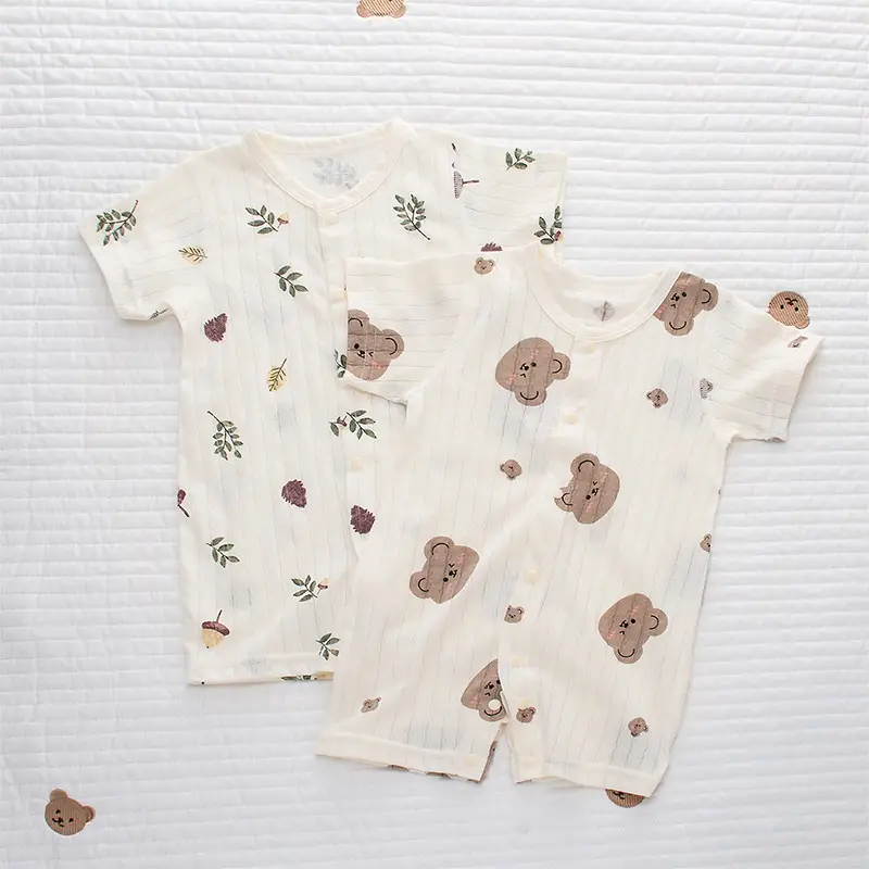 Baby's Cotton Flat Horn Coat Bear Pattern Short Sleeve — feature 2