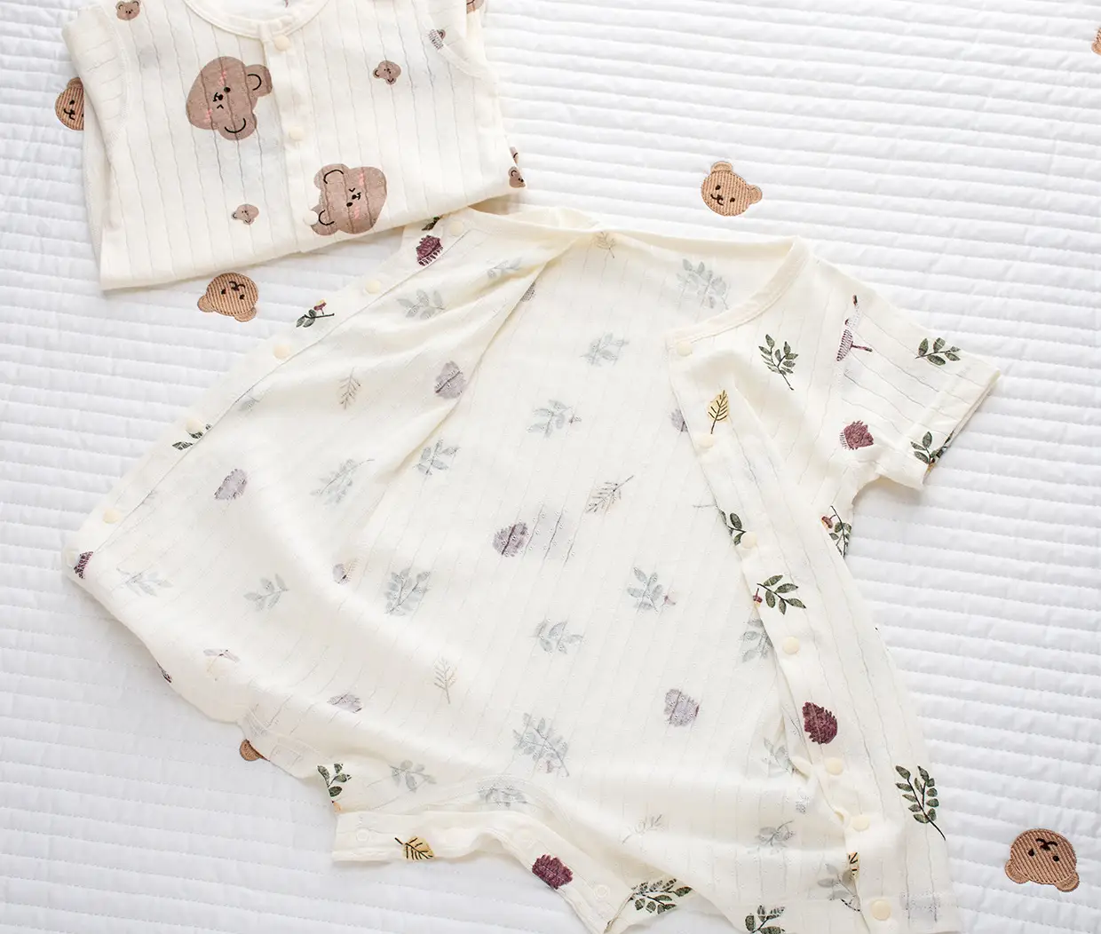Baby's Cotton Flat Horn Coat Bear Pattern Short Sleeve — feature 20