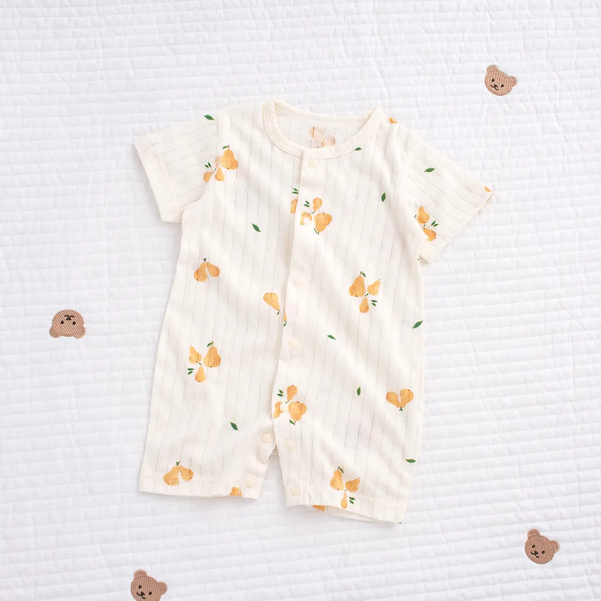 Baby's Cotton Flat Horn Coat Bear Pattern Short Sleeve — feature 22