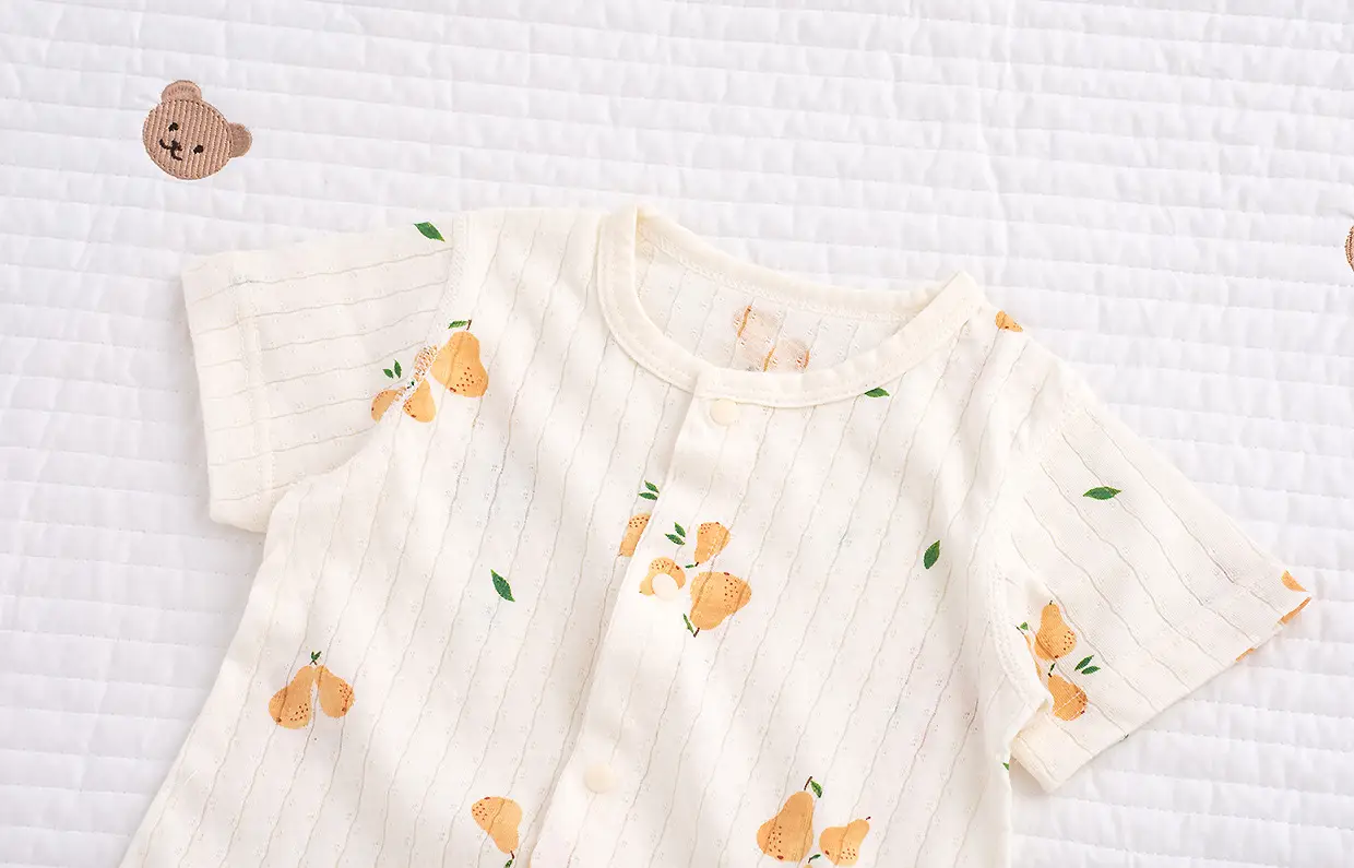 Baby's Cotton Flat Horn Coat Bear Pattern Short Sleeve — feature 23