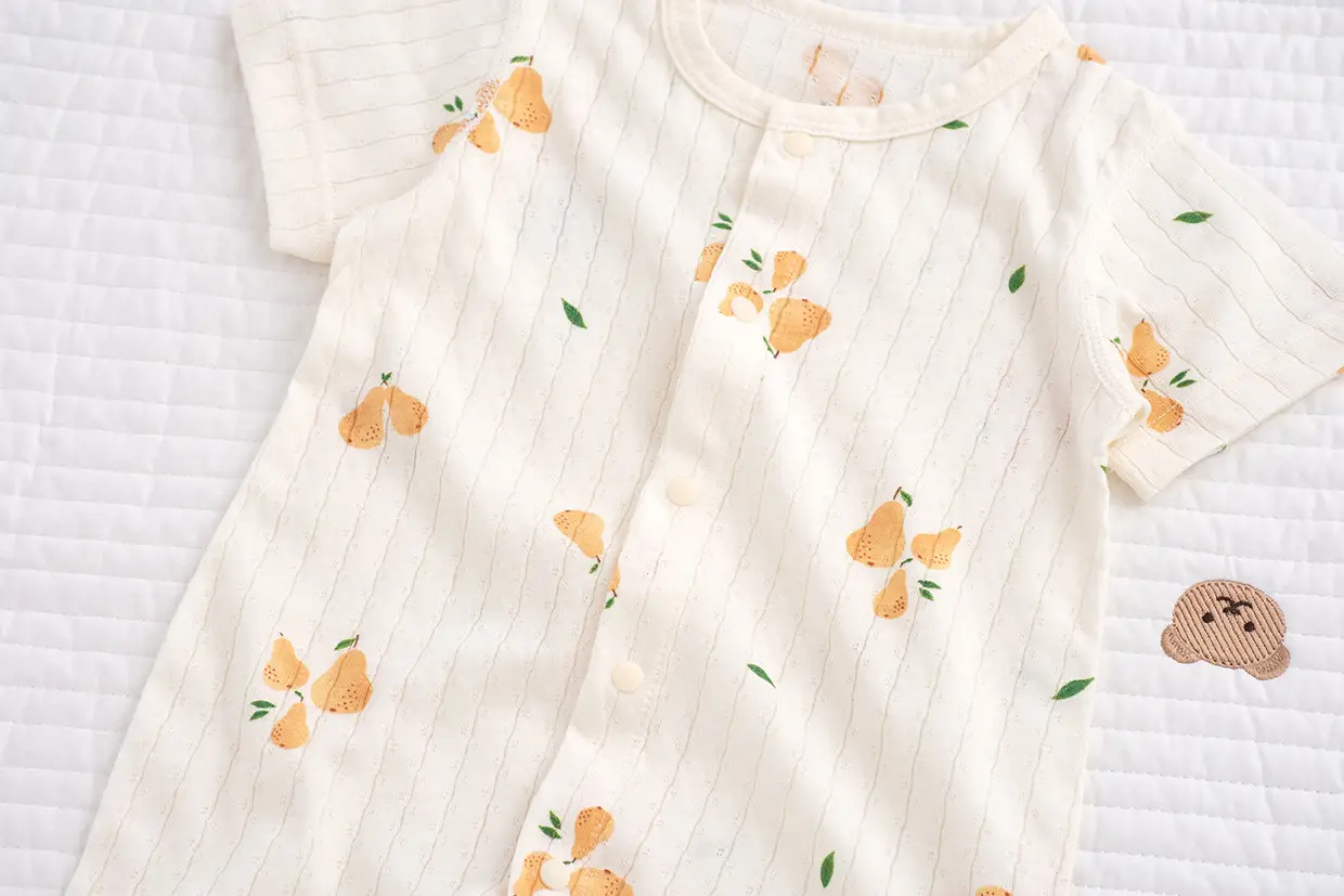 Baby's Cotton Flat Horn Coat Bear Pattern Short Sleeve — feature 24