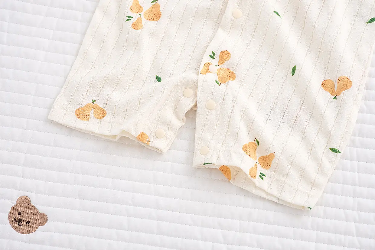 Baby's Cotton Flat Horn Coat Bear Pattern Short Sleeve — feature 25