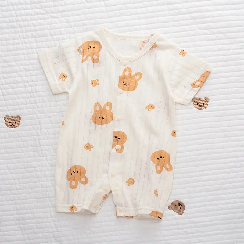 Baby's Cotton Flat Horn Coat Bear Pattern Short Sleeve — feature 28
