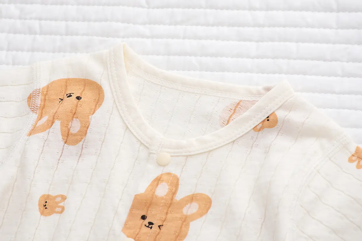 Baby's Cotton Flat Horn Coat Bear Pattern Short Sleeve — feature 29