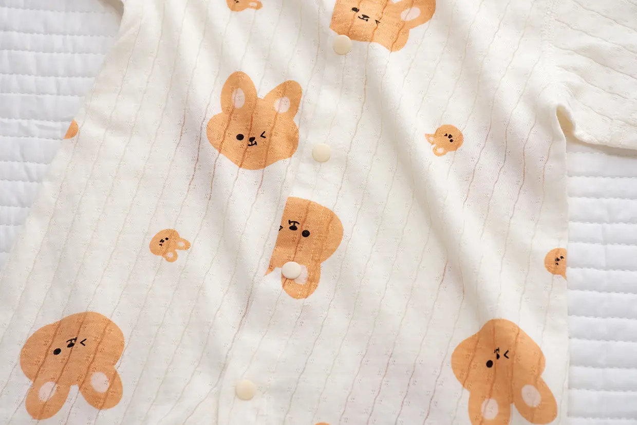 Baby's Cotton Flat Horn Coat Bear Pattern Short Sleeve — feature 30