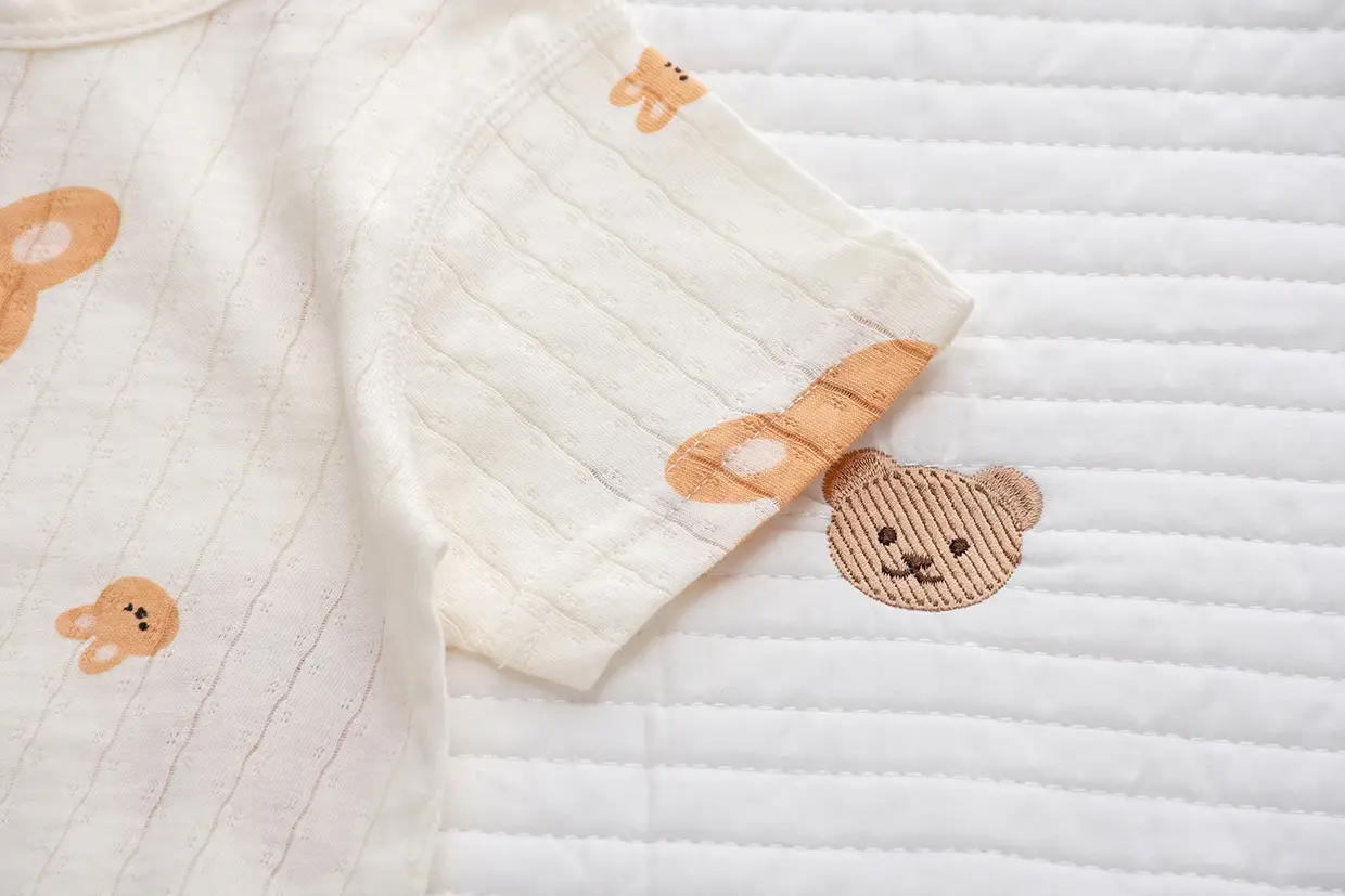 Baby's Cotton Flat Horn Coat Bear Pattern Short Sleeve — feature 31
