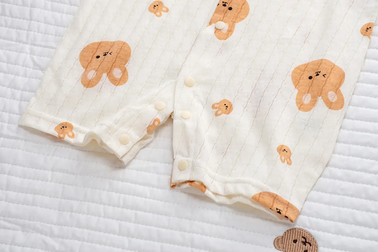 Baby's Cotton Flat Horn Coat Bear Pattern Short Sleeve — feature 32