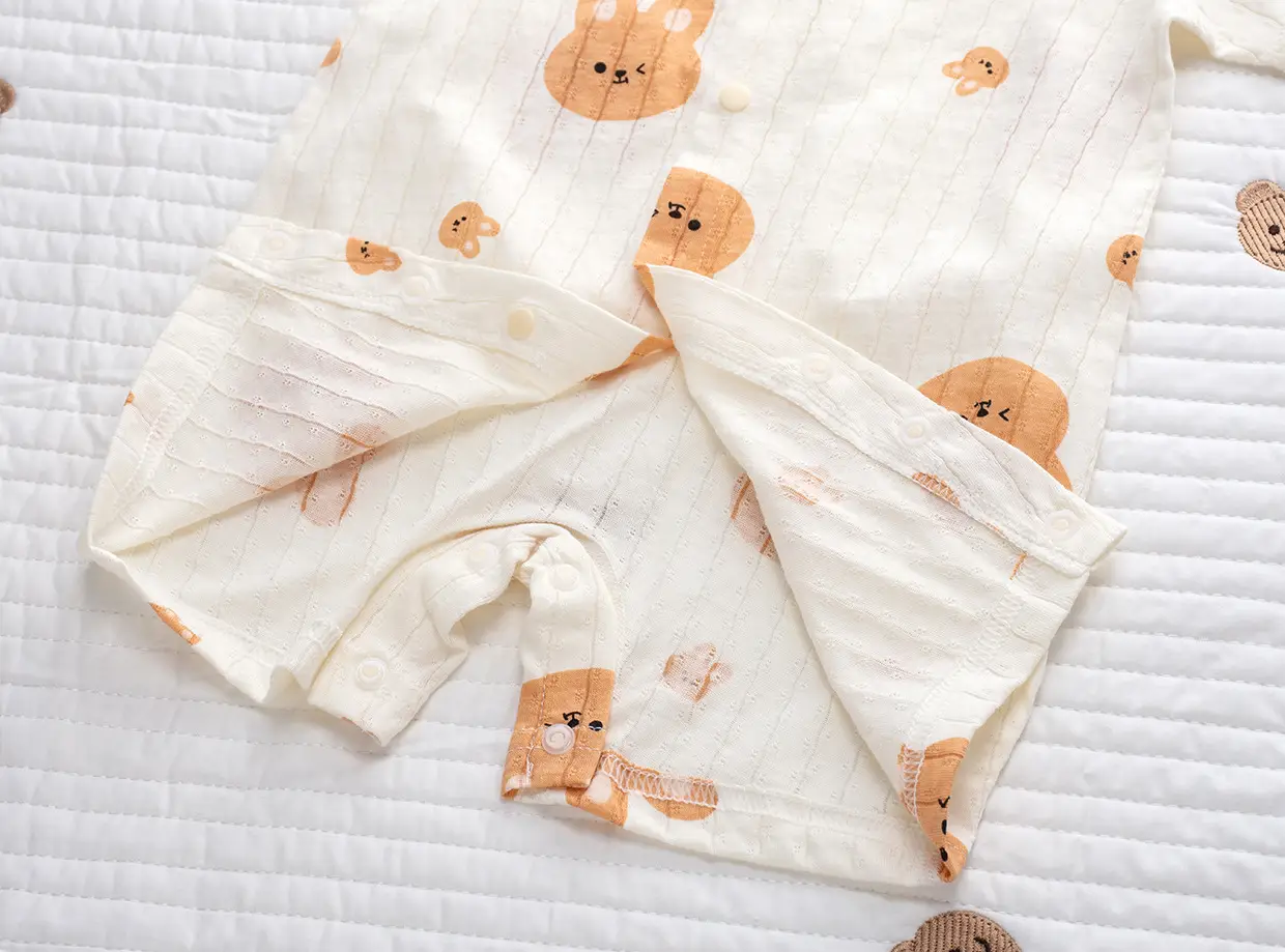 Baby's Cotton Flat Horn Coat Bear Pattern Short Sleeve — feature 33