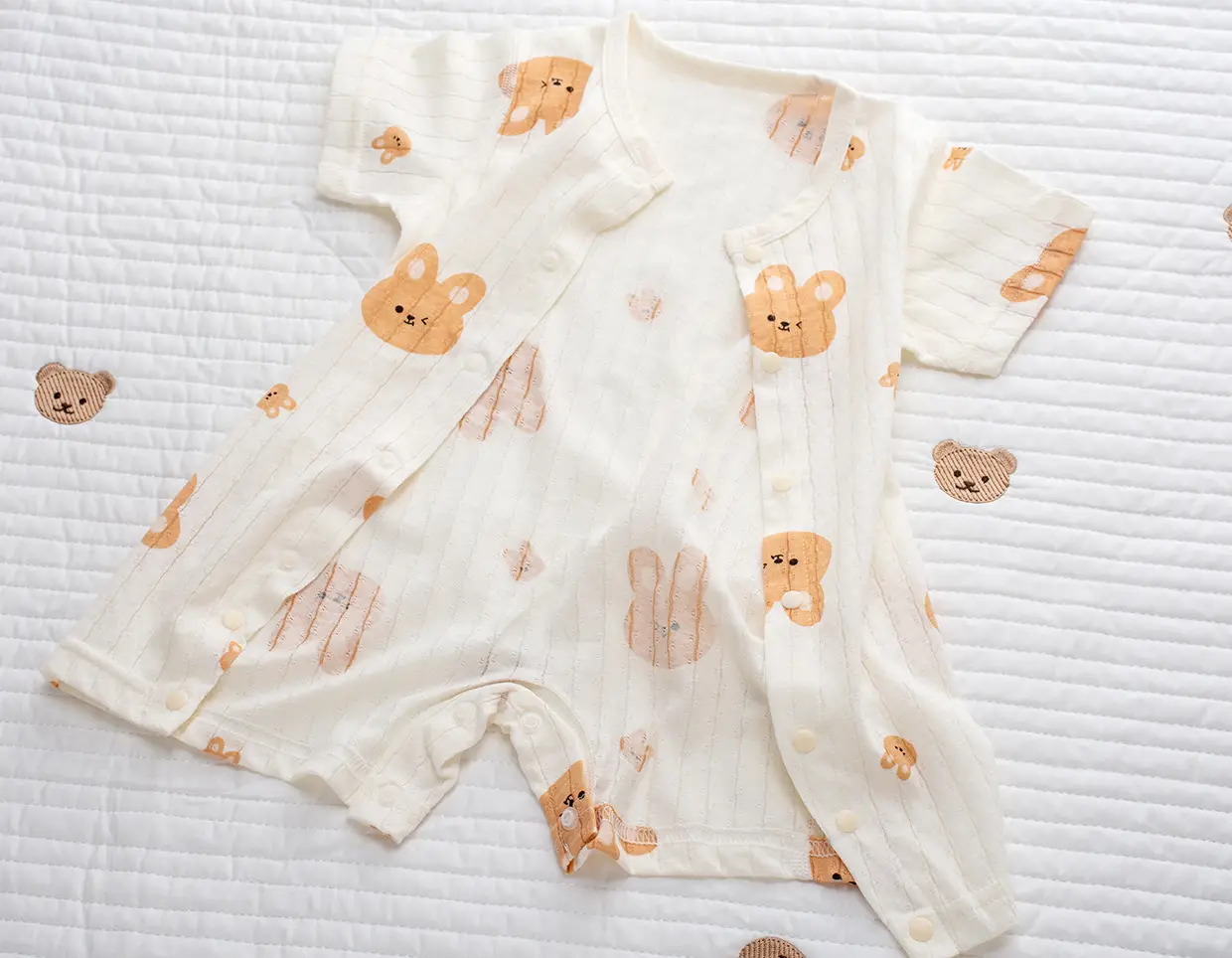 Baby's Cotton Flat Horn Coat Bear Pattern Short Sleeve — feature 34