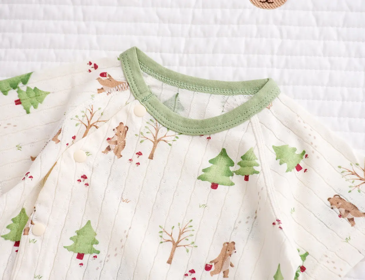 Baby's Cotton Flat Horn Coat Bear Pattern Short Sleeve — feature 37