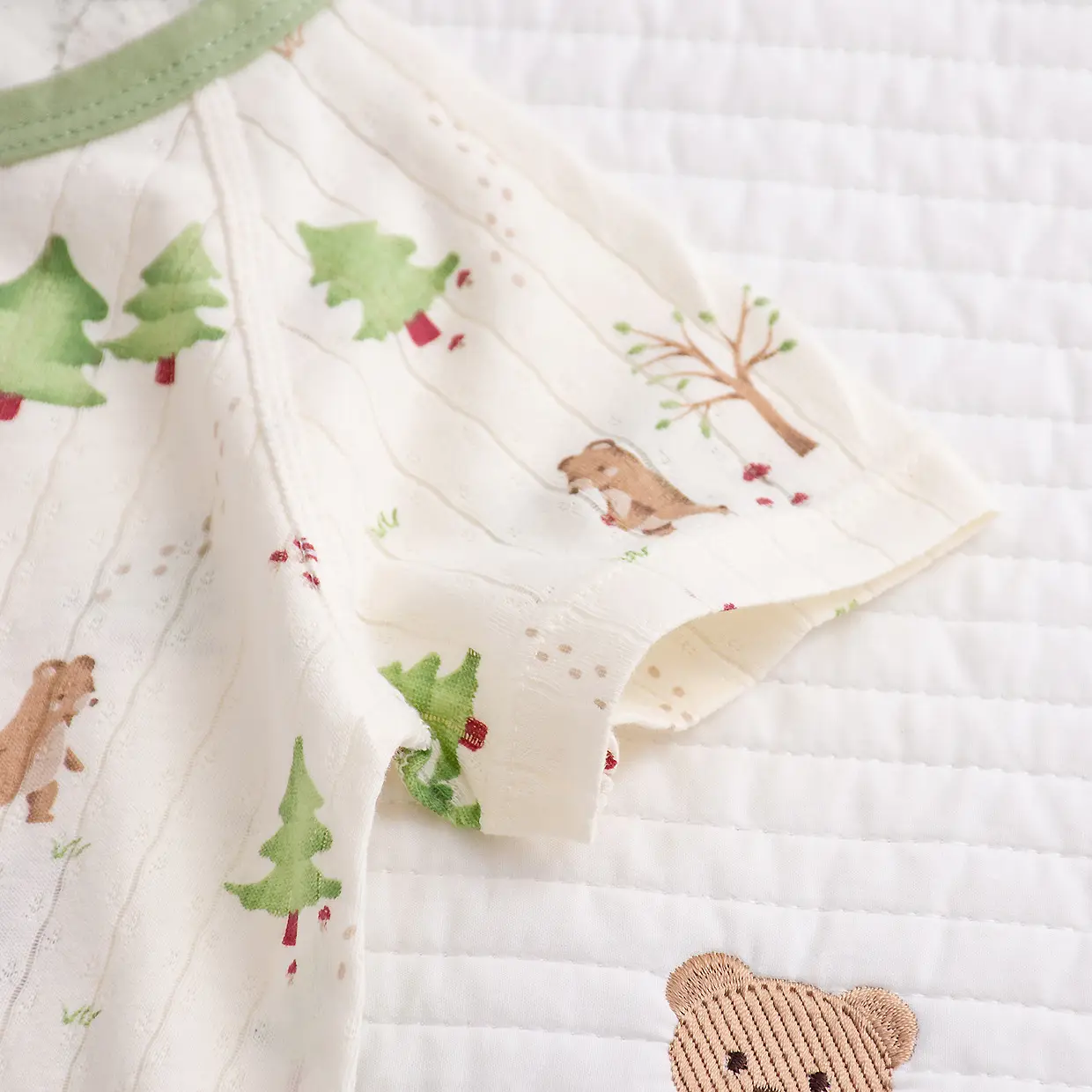 Baby's Cotton Flat Horn Coat Bear Pattern Short Sleeve — feature 38