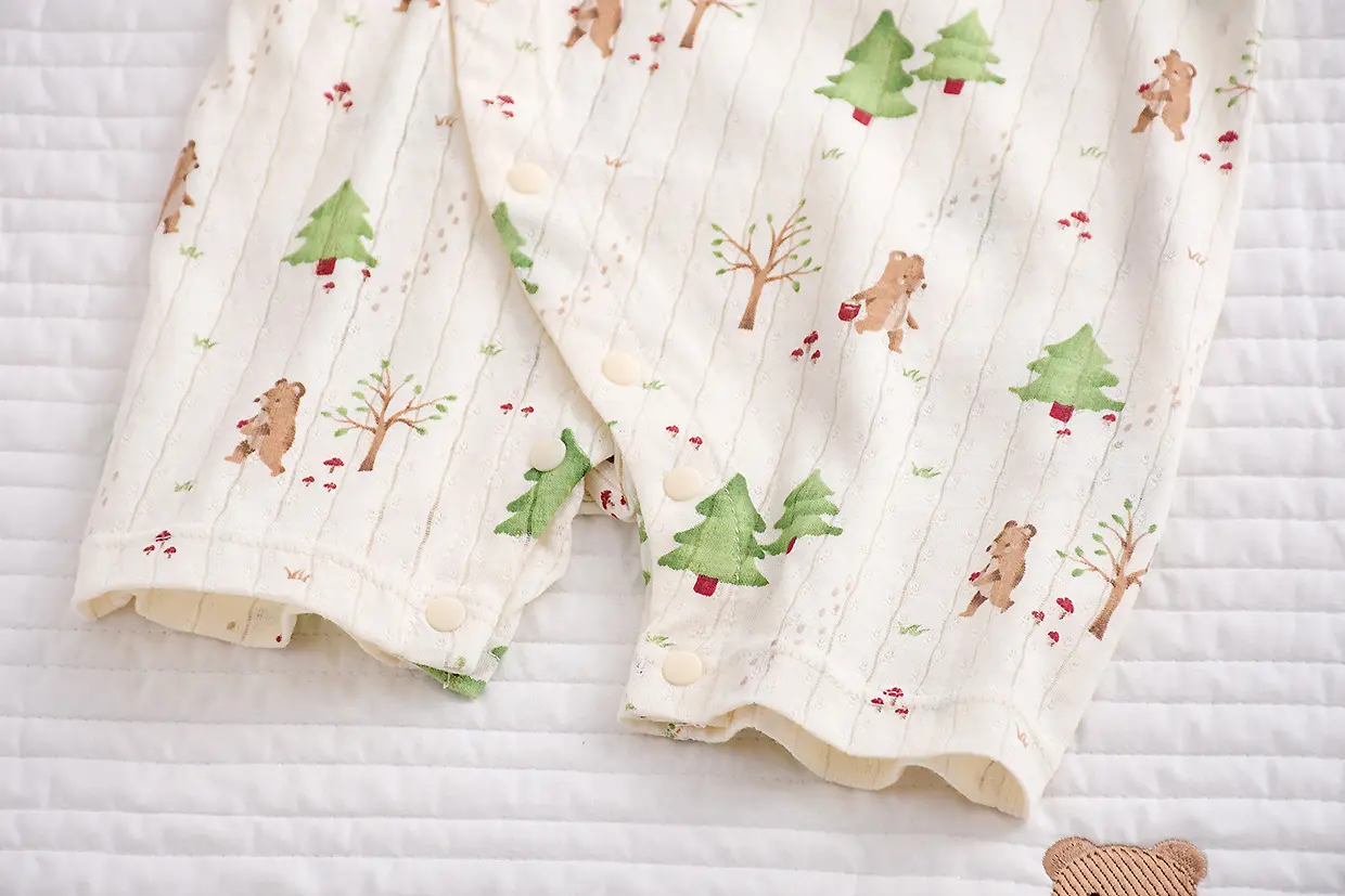 Baby's Cotton Flat Horn Coat Bear Pattern Short Sleeve — feature 40