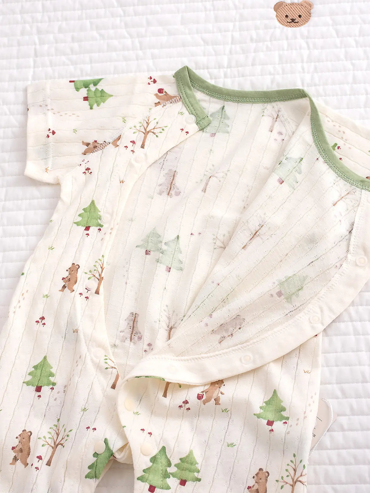Baby's Cotton Flat Horn Coat Bear Pattern Short Sleeve — feature 43